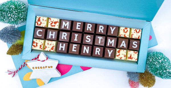 medium personalised Christmas Themed box of chocolates